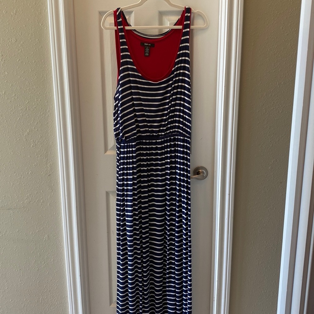 Stripped navy blue maxi dress